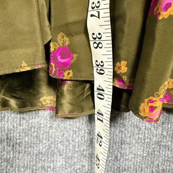 Betsey Johnson Size 6 Tiered Midi Shift Dress Purple Brown Silk Floral V Neck - Picture 9 of 10